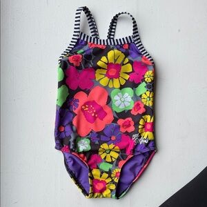 Dolfin Girls' One-Piece Swimsuit with Bright Floral Print Size 3T